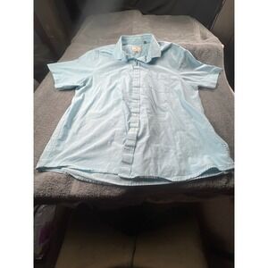 Oak Hill Mens Light Blue Short Sleeve Button Up Shirt 1XLT